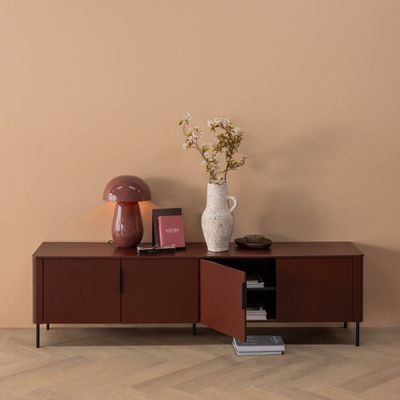 WOOOD GUNNAR TV-bänk 200 cm Vinröd