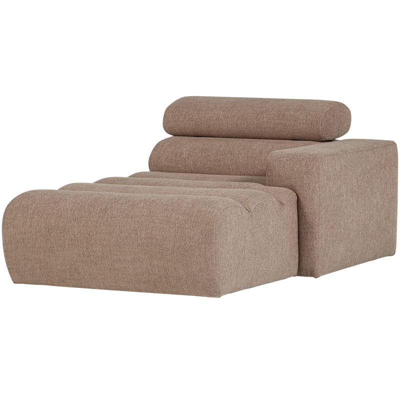 WOOOD NOVI Schäslongsoffa Höger Bouclé Mullvad
