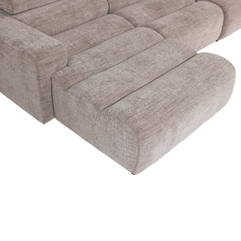 WOOOD NOVI Schäslongsoffa Vänster Naturmelange