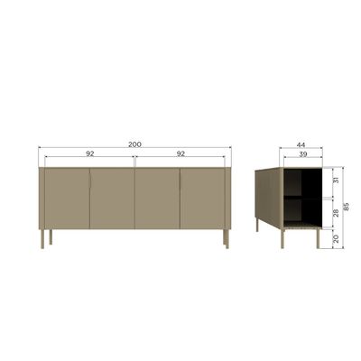 WOOOD GUNNAR Skänk 200 cm Furu Matt Svart