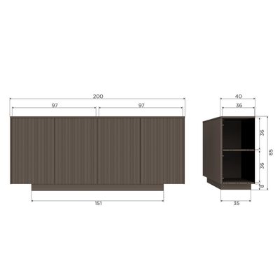 WOOOD NOVA Sideboard 200cm Furu Tryffelbrun