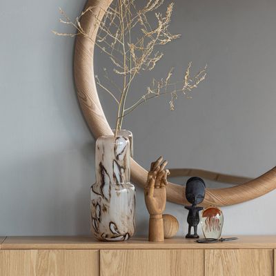 WOOOD GLIVON Rund Spegel 100x100 cm Ekfaner