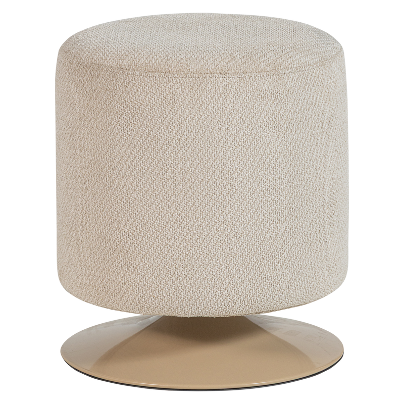 WOOOD ISLEN Puff med Vridbar Bas Bouclé Beige