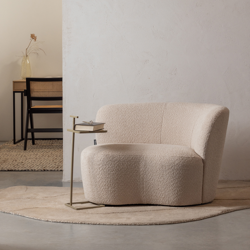 WOOOD Stone Liten Soffa Höger i Bouclé Cremevit