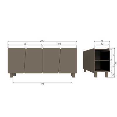 WOOOD ROOT Sideboard 200 cm Furu Tryffelbrun