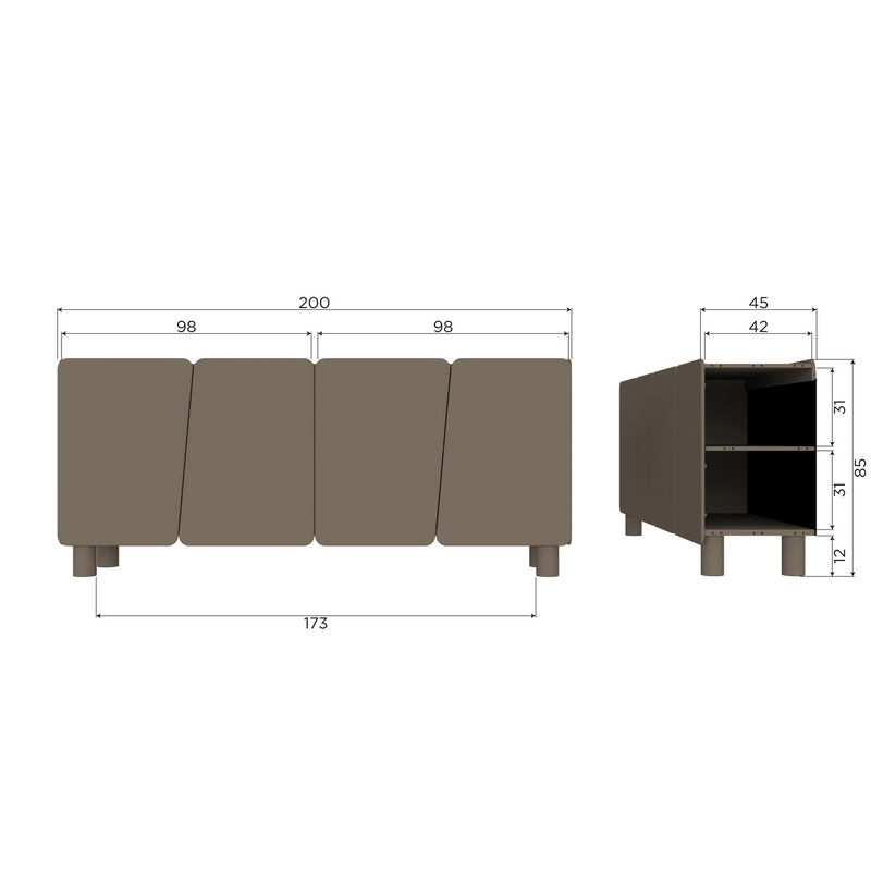 WOOOD ROOT Sideboard 200 cm Furu Tryffelbrun