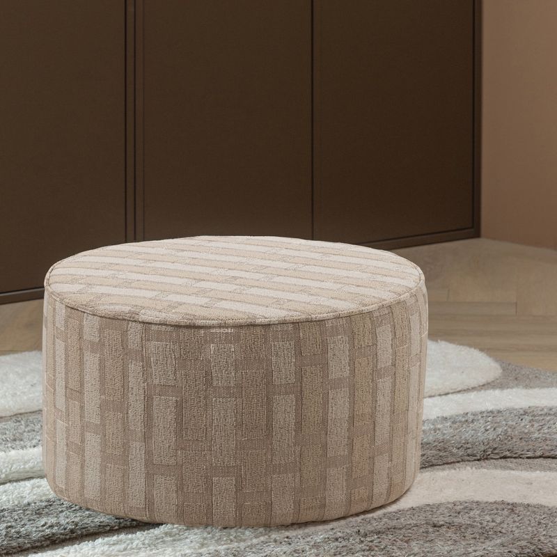 WOOOD SARLI Puff Låg Chenille Natur/Beige