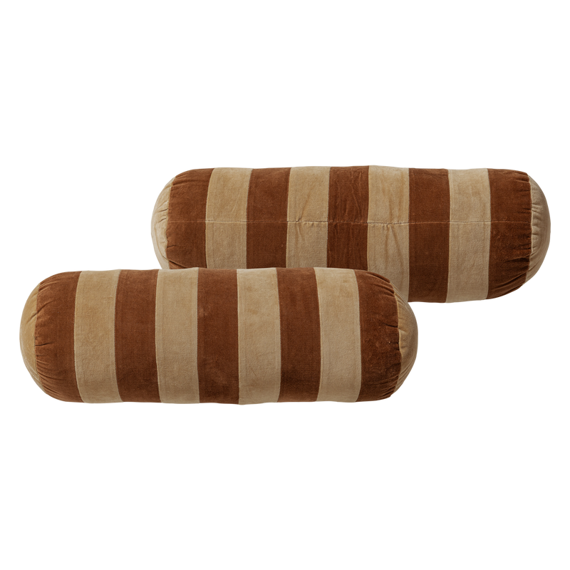 WOOOD Rela kuddar bomullssammet brun/ecru 4-pack