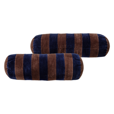 WOOOD Niva kuddar bomullssammet brun/blå 4-pack