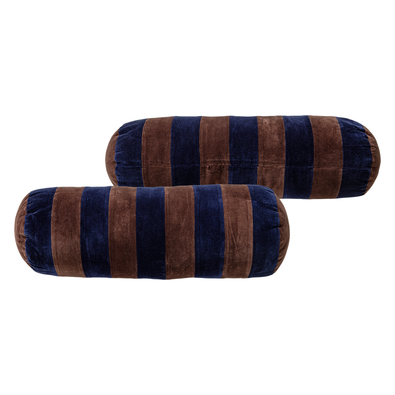 WOOOD Niva kuddar bomullssammet brun/blå 4-pack