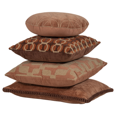 WOOOD Luvo kuddar bomullssammet rosa/sand 4-pack