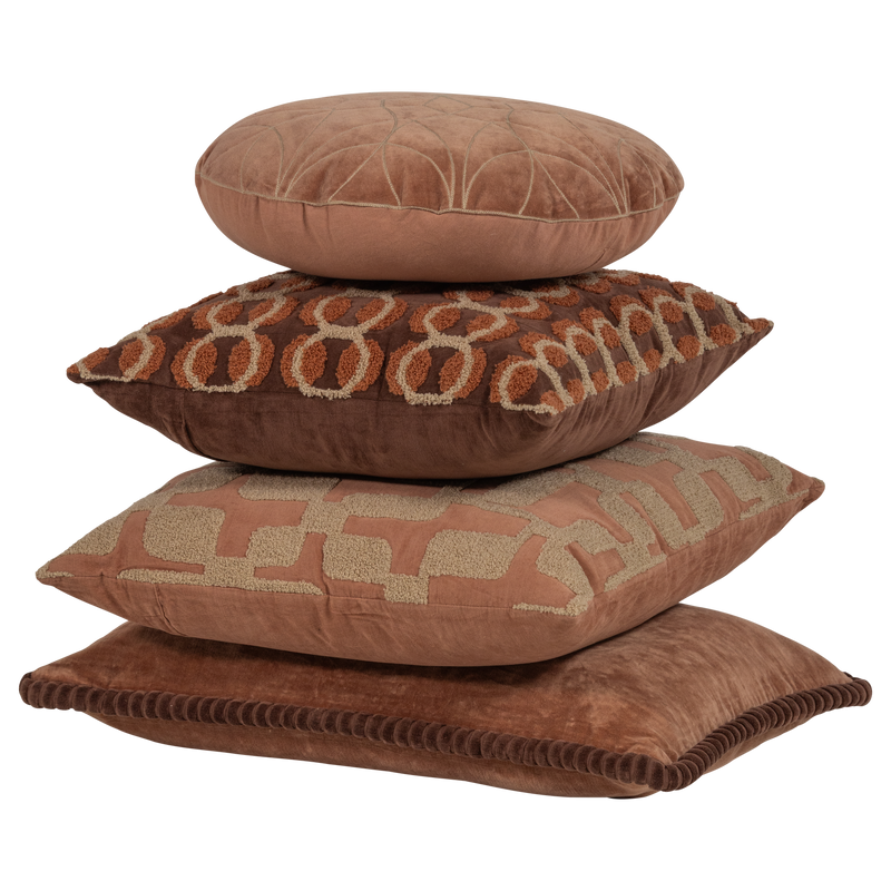 WOOOD Luvo kuddar bomullssammet rosa/sand 4-pack