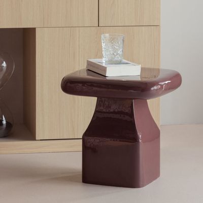 WOOOD Lova sidobord metall högglans vinröd