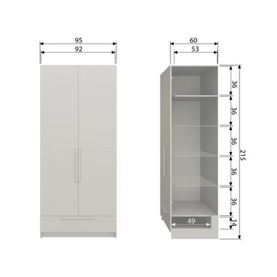 WOOOD PURE 2-dörrars garderob SPLIT Furu Dammrosa