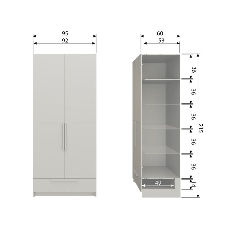 WOOOD PURE 2-dörrars garderob SPLIT Furu Dammrosa