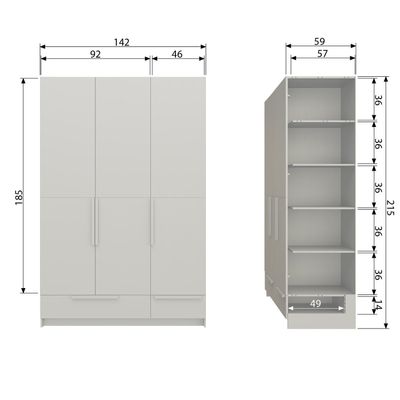 WOOOD PURE 3-dörrars garderob SPLITDOOR Furu Dammrosa