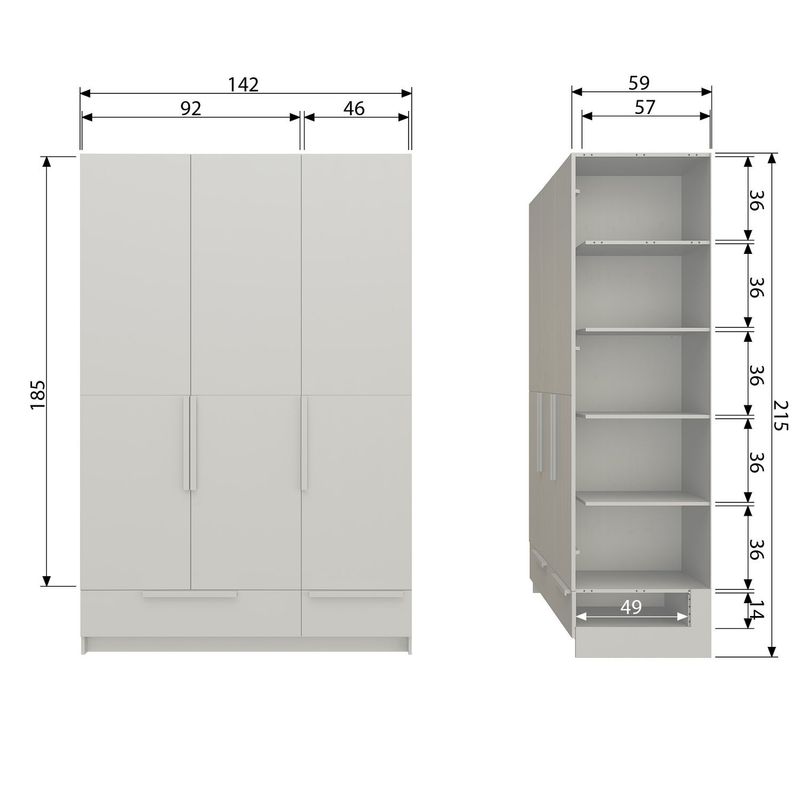 WOOOD PURE 3-dörrars garderob SPLITDOOR Furu Dammrosa