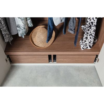 WOOOD RENS 3-dörrars garderob Långt handtag Valnöt/Beige Grå