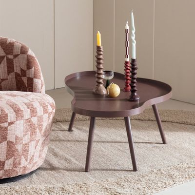 WOOOD Mae soffbord organiskt avlångt vinröd 100 cm