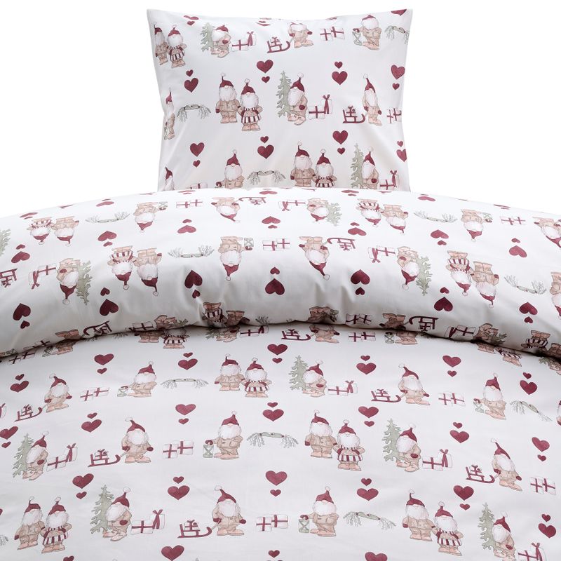 Borganäs Mönstrat Julbestyr bomullspåslakanset röd 150x210 cm 2 delar