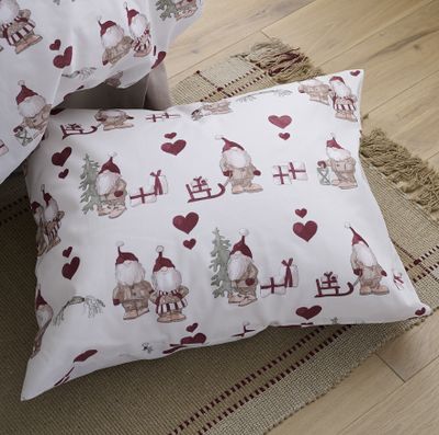 Borganäs Mönstrat Julbestyr bomullspåslakanset röd 150x210 cm 2 delar
