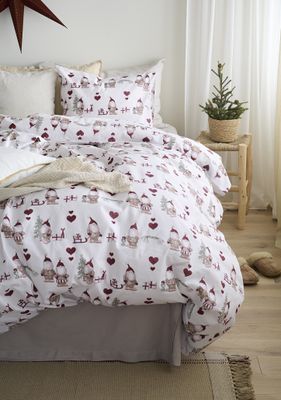 Borganäs Mönstrat Julbestyr bomullspåslakanset röd 150x210 cm 2 delar