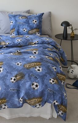 Borganäs Fotboll påslakanset i bomull blå 150x210 cm 2 delar