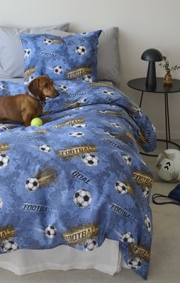 Borganäs Fotboll påslakanset i bomull blå 150x210 cm 2 delar