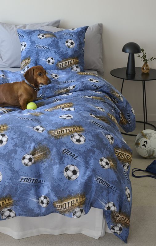 Borganäs Fotboll påslakanset i bomull blå 150x210 cm 2 delar