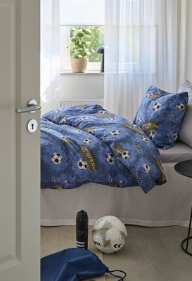 Borganäs Fotboll påslakanset i bomull blå 150x210 cm 2 delar