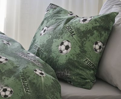 Borganäs Mönstrat Fotboll bomullspåslakanset grön 150x210 cm 2 delar