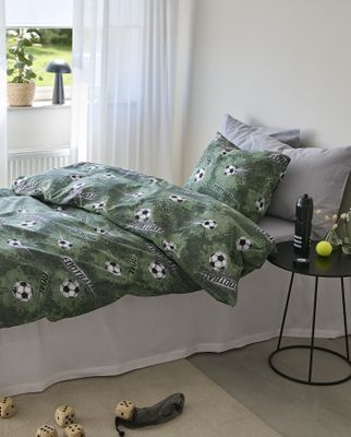 Borganäs Mönstrat Fotboll bomullspåslakanset grön 150x210 cm 2 delar