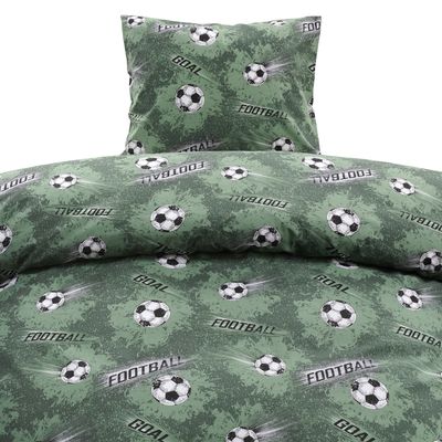 Borganäs Mönstrat Fotboll bomullspåslakanset grön 150x210 cm 2 delar