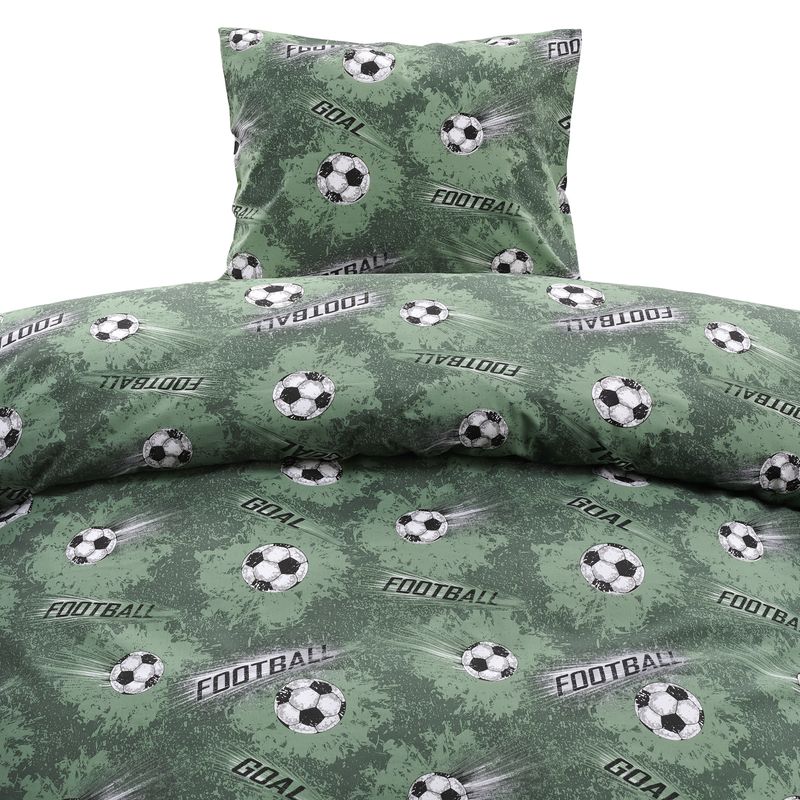 Borganäs Mönstrat Fotboll bomullspåslakanset grön 150x210 cm 2 delar