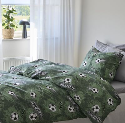 Borganäs Mönstrat Fotboll bomullspåslakanset grön 150x210 cm 2 delar