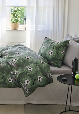Borganäs Mönstrat Fotboll bomullspåslakanset grön 150x210 cm 2 delar