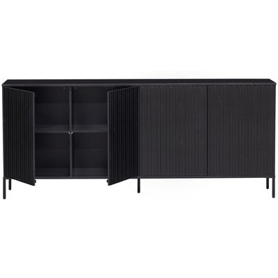 WOOOD NEW GRAVURE Sideboard 200 cm Furu Svart