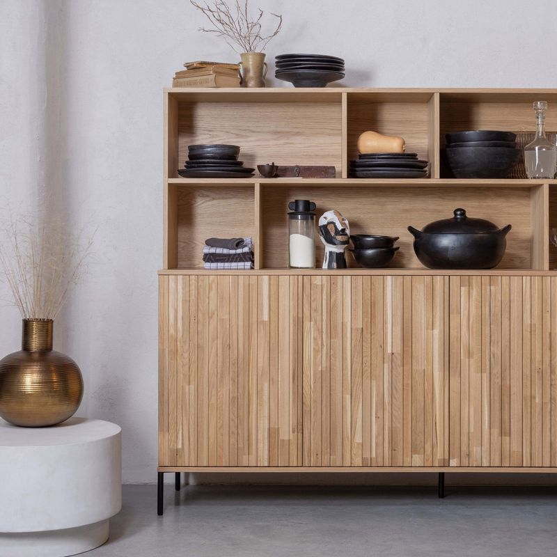 WOOOD NEW GRAVURE Sideboard 200 cm Ek Natur