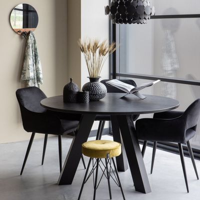 WOOOD JELLE Stol Sammet Svart - 2-pack