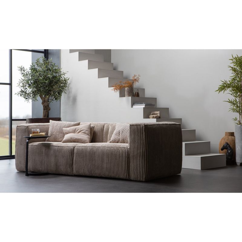 WOOOD BEAN 3,5-sits Soffa i Ribbat Tyg Travertin