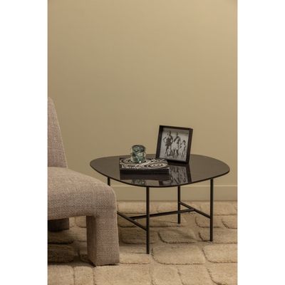 WOOOD VAJEN Soffbord med Marmorlook Bordsskiva Svart 70x70cm