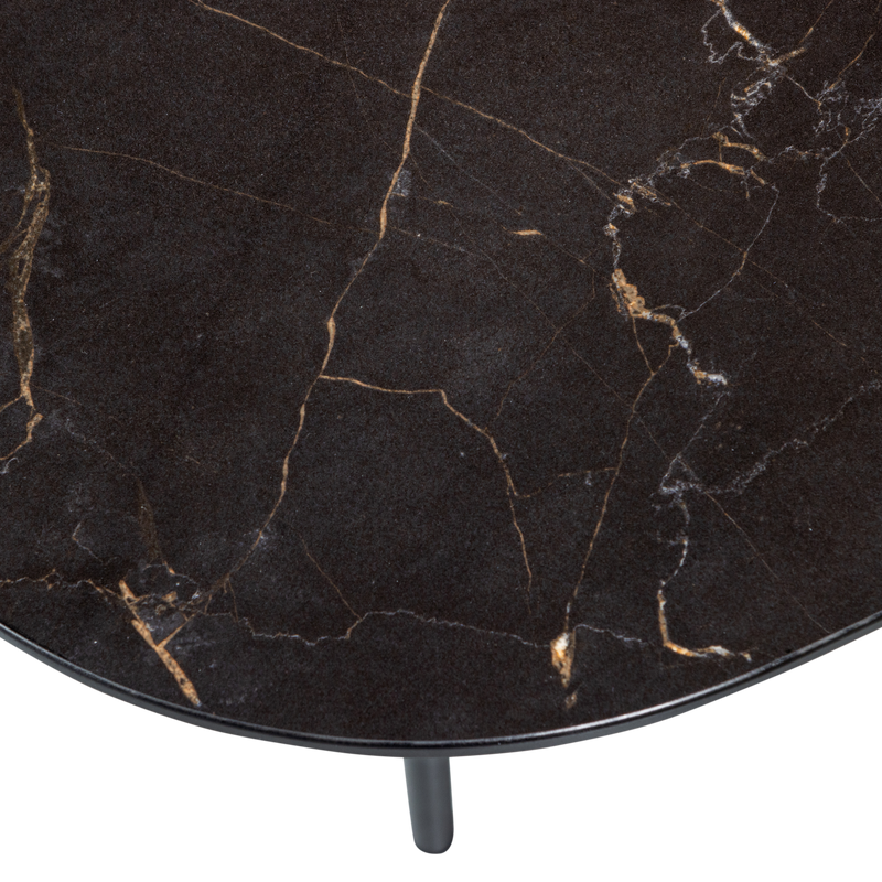 WOOOD VAJEN Soffbord med Marmorlook Bordsskiva Svart 70x70cm