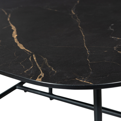 WOOOD VAJEN Soffbord med Marmorlook Bordsskiva Svart 70x70cm