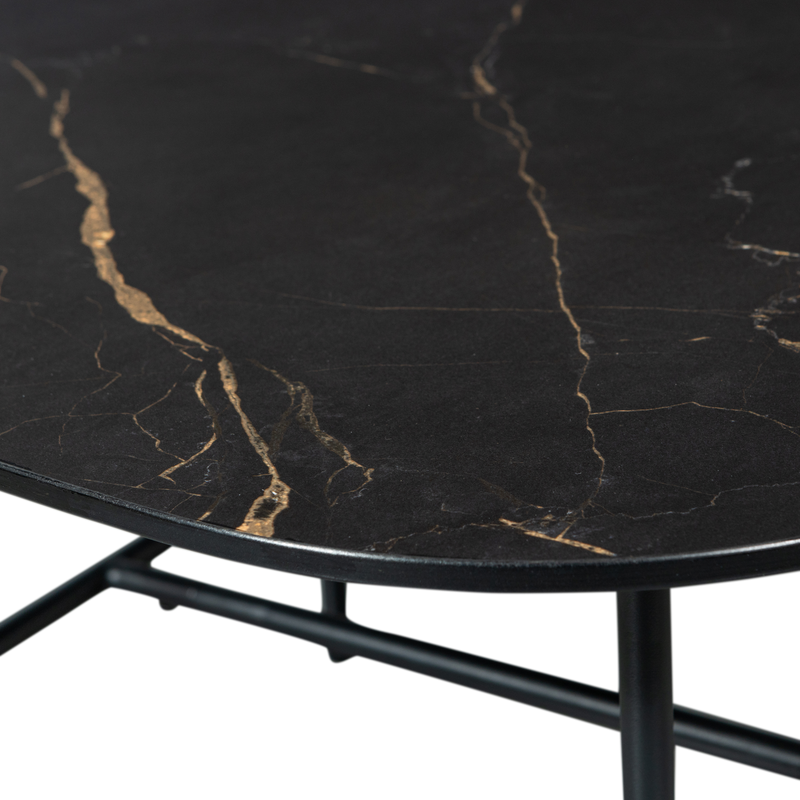 WOOOD VAJEN Soffbord med Marmorlook Bordsskiva Svart 70x70cm