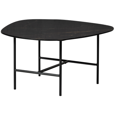 WOOOD VAJEN Soffbord med Marmorlook Bordsskiva Svart 70x70cm
