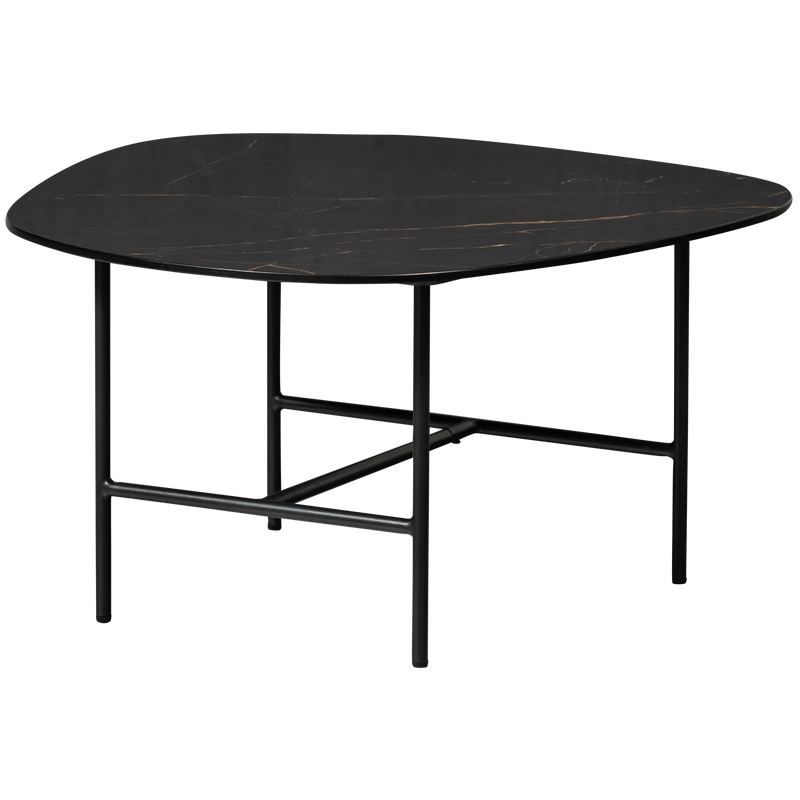 WOOOD VAJEN Soffbord med Marmorlook Bordsskiva Svart 70x70cm