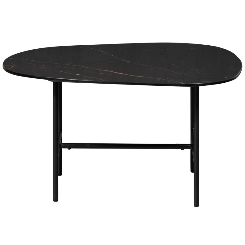 WOOOD VAJEN Soffbord med Marmorlook Bordsskiva Svart 70x70cm