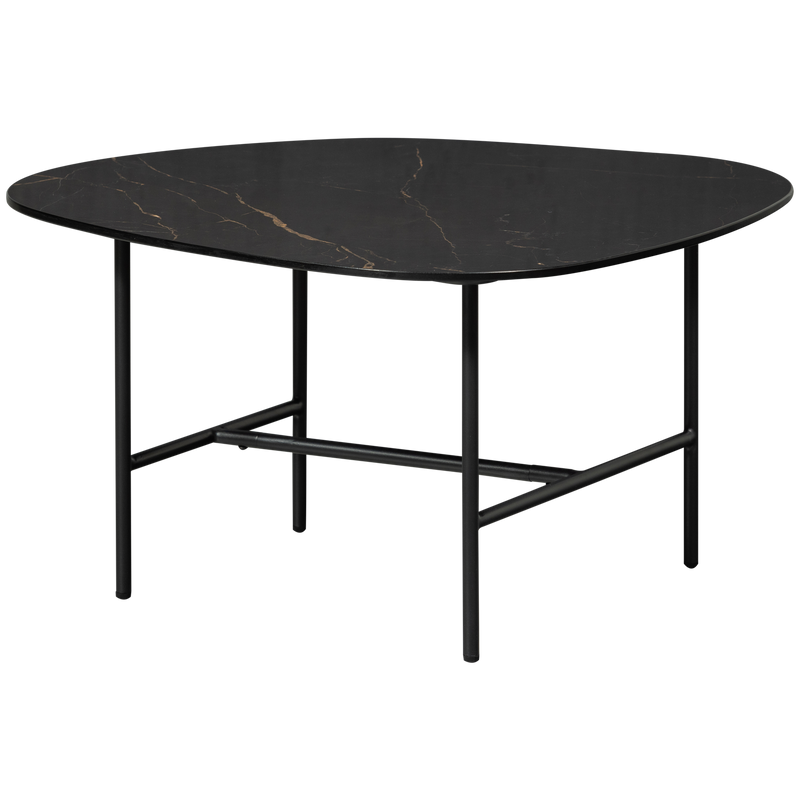 WOOOD VAJEN Soffbord med Marmorlook Bordsskiva Svart 70x70cm