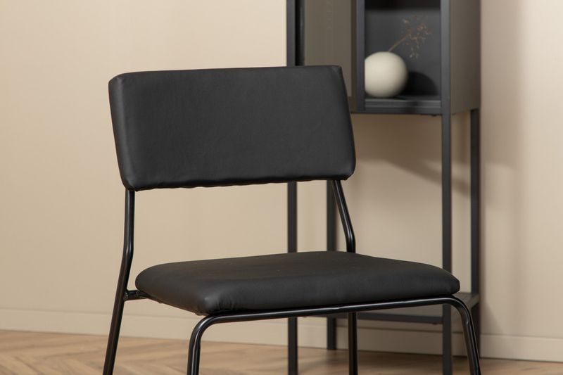 Venture Home Kenth & Bianca 4 st Matstolar Svart + Runt Matbord ⌀110 Svart