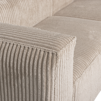 WOOOD BEAN Chaiselong Soffa Höger Ribbstoff Travertin